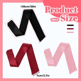 Aeaocvo 3 PCS Blind Folds for Women, Satin Eye Mask for Sleeping, Adjustable Blindfold 150cm/59in Blockout Light Sleep Masks for Women Men Yoga, Nap, Meditation