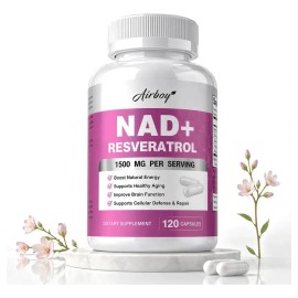 Airboy Suplemento Nad + Resveratrol, 1500 Mg, 120 Cáps