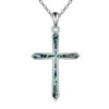POPLYKE Cross Necklace for Women 925 Sterling Silver Abalone Shell