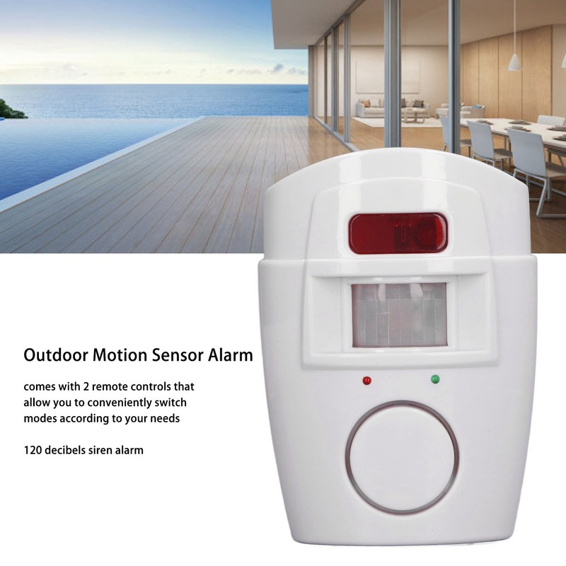 Outdoor Motion Sensor Alarm Anti Theft Remote Control Sound Light