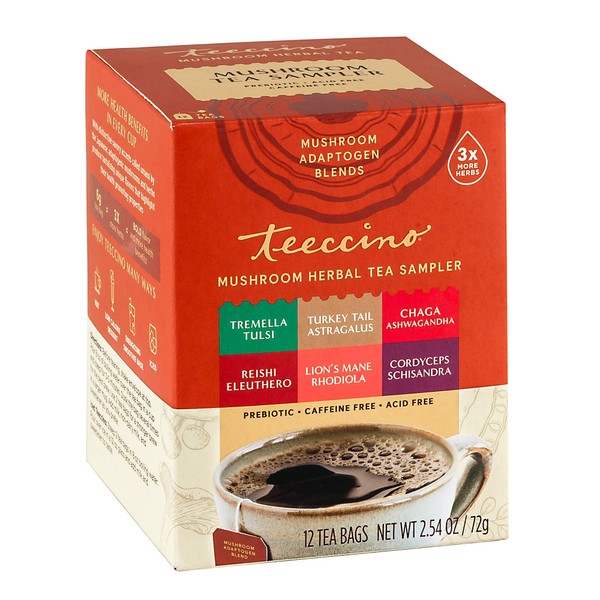 Teeccino Mushroom Herbal Tea - Mushroom Adaptogen Tea Sampler -