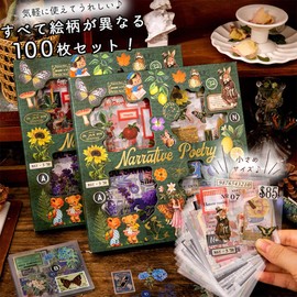 moin moin Stickers Stickers Bulk Set of 100 Clear Transparent PET Waterproof Illustration Memo Frame Letters Retro Flower Chic Decoration Collage 2411sl332