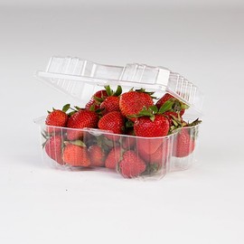 Detroit Forming LBH-491 1 lb. Hinged Berry Basket with Vented Holes - 300 per case