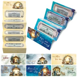 Bulyoou Christmas Surprise Money Holder with Envelopes 6.88x2.95 Christmas Nativity Money Cash Present Birthday Gift Check Holder Xmas Nativity Party Favor 6 Festive Designs Holiday with 10 Slots