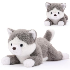 Leitee 17.72 Inch Weighted Plush Dog Stuffed Animal, Large Soft Realistic Plush Cute Dog Pillow for Boys Girls Classroom Birthday Party Favors(Gray,Husky)