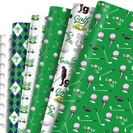 JOINFANXIN 12 PCS Golf Double Sided Wrapping Paper, Ball Sports Theme Gift Decoration Paper for Birthdays, Weddings, Parties and Other Occasions