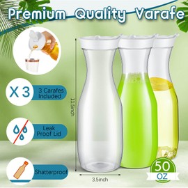 Mumufy 73 Pcs Mimosa Bar Supplies 50 oz Plastic Water Carafe with Lids Juice Plastic Champagne Flutes Plastic Mimosa Glasses with Wooden Chalkboard Tags Stickers Straws for Milk Wine (Rose Gold)