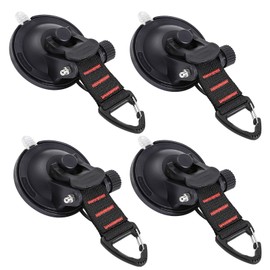 INMORVEN Suction Cup Hooks, Improved Car Camping Accessories, Suction Hook, Extra Strong, Suction Cup Anchor, Suction Cups, Pack of 4 Motorhome Equipment, Camper Accessories with Safety Hooks, Red