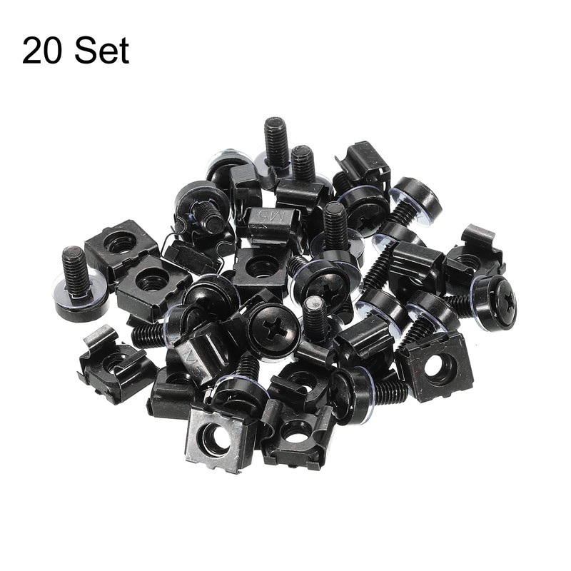 PATIKIL Rack Mount Cage Nuts M5x10mm Mounting Screws Iron Zinc