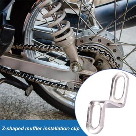 Z Shape Bracket,Z Shape Muffler Mounting Clamp - Z Support Stand Joint for Motorbike Stainless Steel Silver Tone for Most Motorcycles