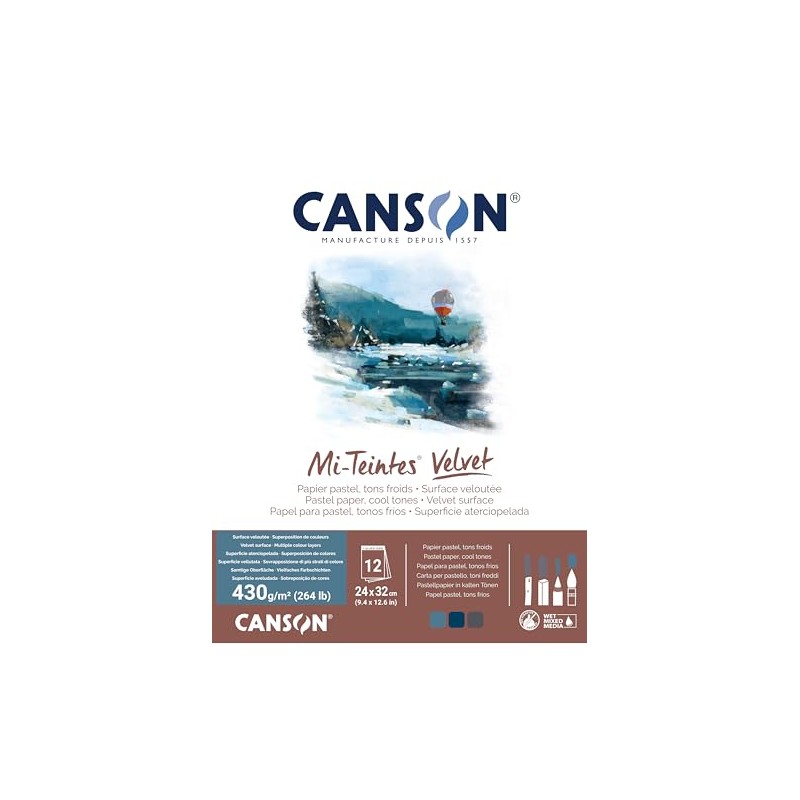 CANSON Mi-Teintes Velvet Pastel Paper, Velvety Surface, 430 g/m², Glued