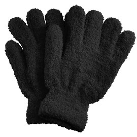 Gravity Trading Men's Women's Warm Winter Fuzzy Cozy Gloves, Black