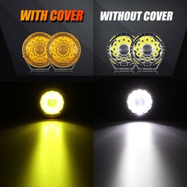 Auxbeam Round Amber Light Covers 7 inch, Off Road Protective Covers Yellow Fog Light Bar Polycarbonate Lens for Offroad Truck Lights Bumper Roof Auxiliary Driving LED Pods, Pair