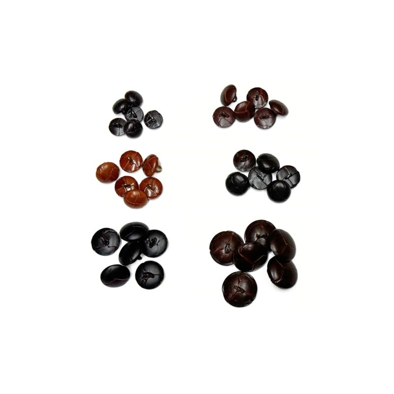 Genuine Leather Buttons Vintage Pack 6 - Round Sewing Buttons