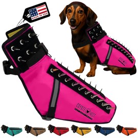 CoyoteVest Dog Harness Protection Vest, Reflective Dog Accessories with Spikes to Shield Your Pet from Raptor and Animal Attacks, Proudly Made in America (Small, Pink)