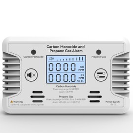 RV Carbon Monoxide and Propane Gas Detectors, Reset, and Individual LED Indicator Light with Loud Alert, 12V DC CO/LPG Gas Leak Alarm, Early Safety Warnings for RV, Trailer, Camper-White