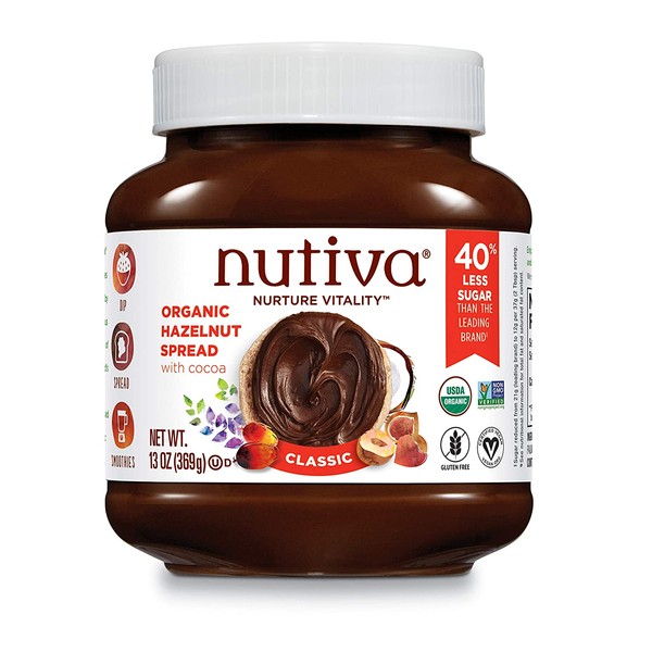 Nutiva  Organic, non-GMO, Vegan Hazelnut Spread , Classic Chocolate, 13-ounce