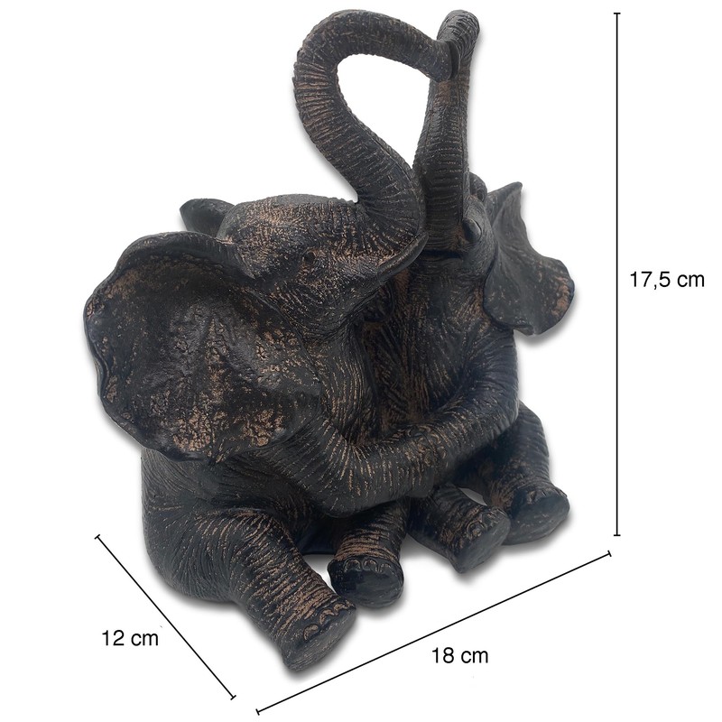 Objectz Elephant Couple Figurine - Two Loving Elephants with Heart
