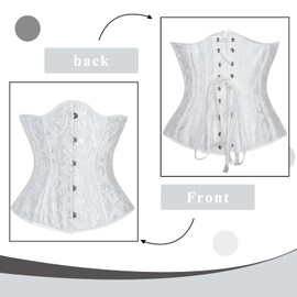 OPLERT Women's Underbust Satin Lace Up Corset, Underbust Waist Cincher, Top Shaper, Bustier, White