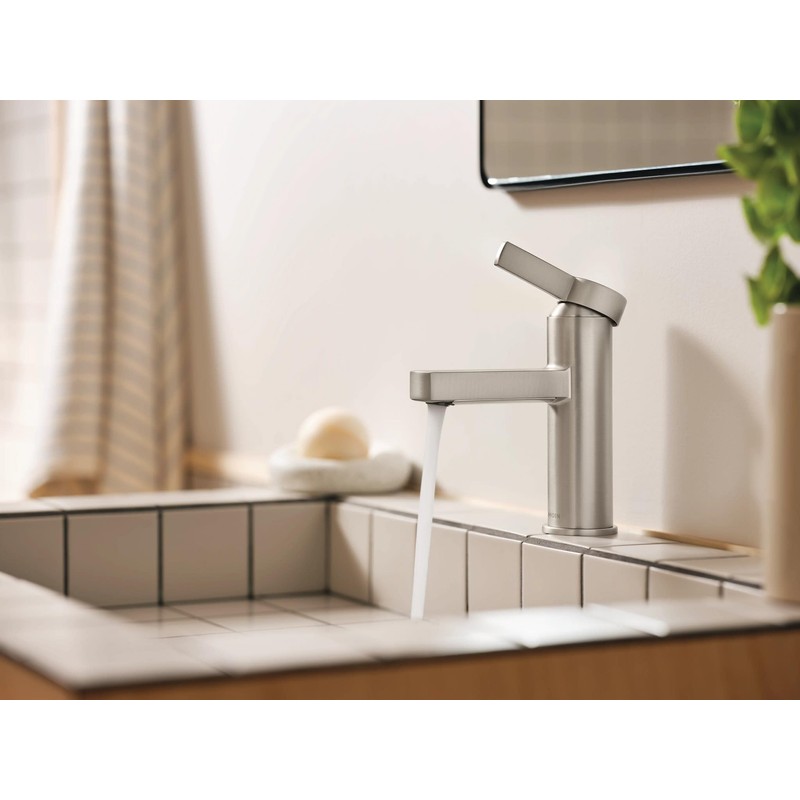 Moen Beric Spot Resist Nickel Modern One-Handle Single Hole Bathroom