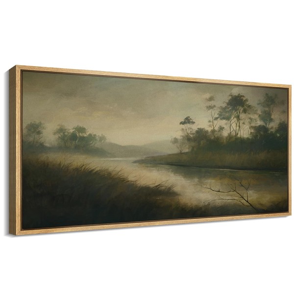 SIGNFORD Extra Large Framed Canvas Print Wall Art Misty River