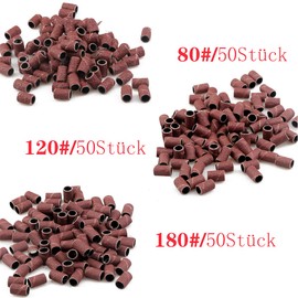 YUTOU Nail Sanding Caps 150 Pieces Sanding Sleeves with 1 Piece Nail Drill Sanding Sleeves Nail Cutter Attachment 80/120/180 GRIT for Manicure Nail Design Nail Care Nail Art
