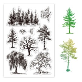 GLOBLELAND Trees Clear Stamps for Card Making Forest Trees Background Clear Stamp Seal Transparent Stamp for DIY Scrapbooking Photo Album Journal Decoration at Home