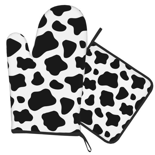 Cow Print Oven Mitts and Pot Holders Sets of 2,