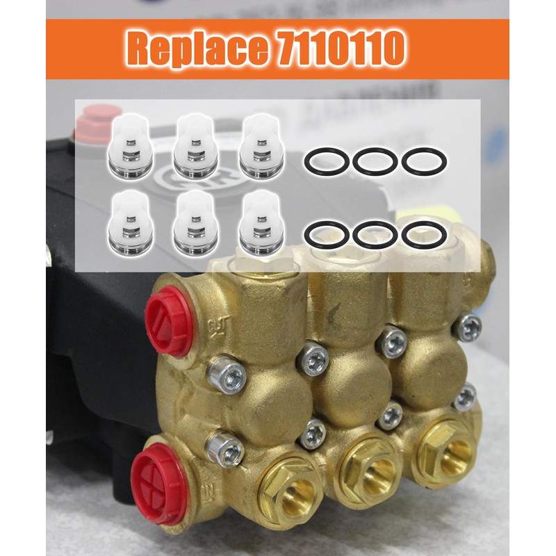 6-Pack Pressure Washer Pump Check Valves Kit With O-Rings Fits