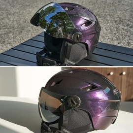 Odoland Ski Helmet with Ski Goggles, Light Weight Snowboard Helmet and 2-in-1 Visor Detachable Goggles Set, Snow Sport Helmets for Men Women,Starry Purple,M