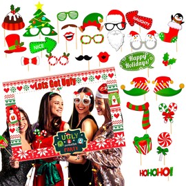 LaVenty Ugly Sweater Party Game Accessories Christmas Photo Booth Props Christmas Games Selfie Props Lets Get Ugly Sweater Party Decoration