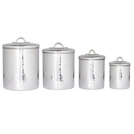 Old Dutch 4 Piece Hammered Canister Set, Stainless Steel