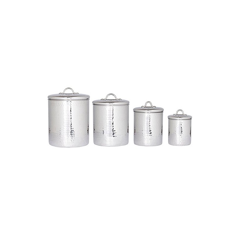 Old Dutch 4 Piece Hammered Canister Set, Stainless Steel