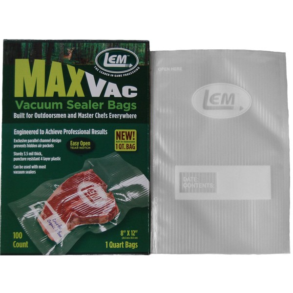LEM Products Quart Bag Vacuum Sealer, 100 Count