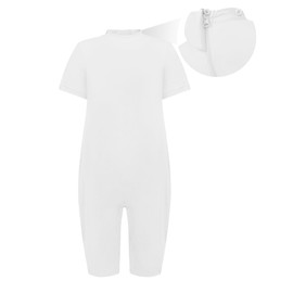 EEOST Adaptive Clothing for Kids Special Needs Autism Sensory Jumpsuit Anti-Strip Romper with Back Zipper Sizes 3-16 Years (White, 5-6 Years Old)