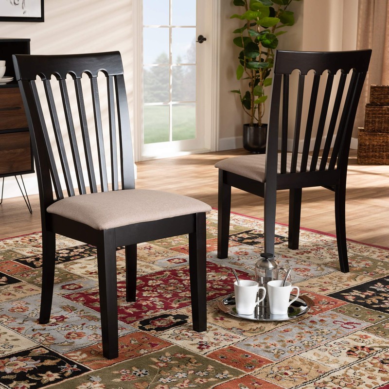 Baxton Studio Set of 2 164-10521-AMZ Dining Chairs, Sand/Dark Brown