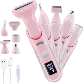 Depiladora Electrica Mujer,Rasuradora Mujer, Portátil Sin Dolor 5 En 1 Navaja De Afeitar Para Mujeres, USB Recargable，Afeitadora femenina sin dolor para el vello facial, cejas, axilas y zona del bikini