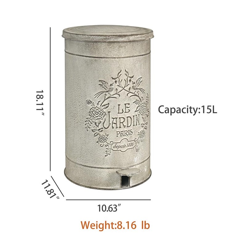 Zokyntrix Retro Outdoor Trash Can with Lid 17L/4.5 Gallon Waste