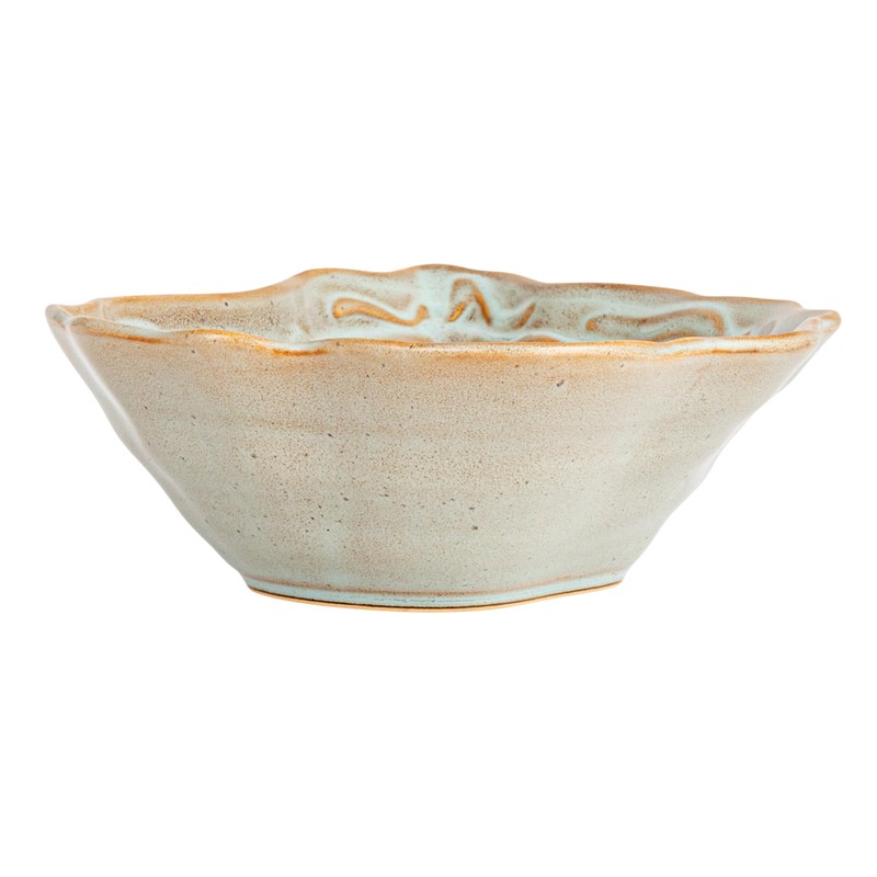 Creative Co-Op Oyster Shaped Stoneware Bowl, Blue