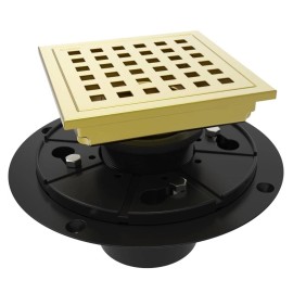 WEBANG 4 Inch Square Shower Floor Drain & Flange,Quadrato Pattern Grate NEW