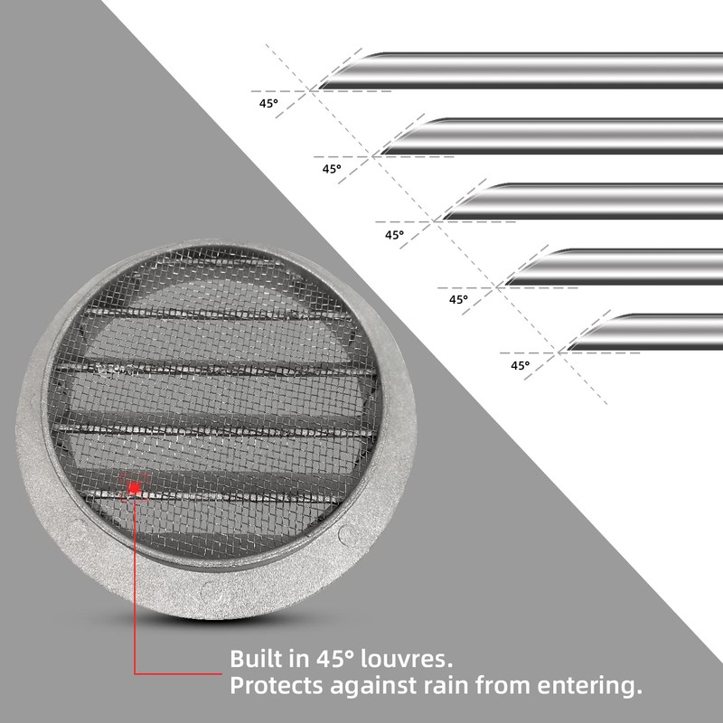 FRESH SPEED 4 Inch Grey Round Metal Dryer Vent Cover
