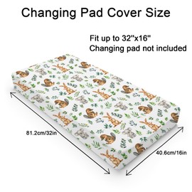 Baby Australian Animals Changing Pad Covers for Boy Girl 32''x16'' Koala Kangaroo Green Leaves Unisex Fitted Baby Changing Table Sheets Wildlife Soft Breathable Nursery Diaper Changing Table Mats