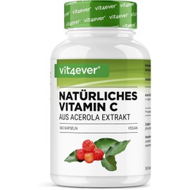 Natural Vitamin C from Acerola Extract - 365 Capsules - High Dose - Premium Raw Material - No Unwanted Additives - Vegan