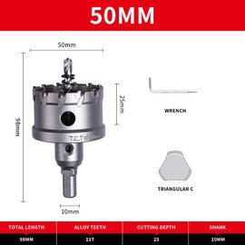 50mm Hole Saw LAIWEI Carbide Hole Cutter Stainless Steel Metal Drill Bit Tungsten Carbide Tipped Hole Saw Drill Bit (1-15/16(50mm))