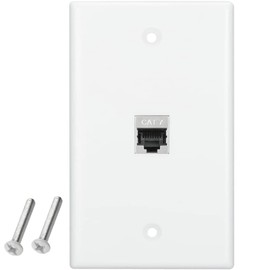 tunghey Ethernet Wall Plate, Keystone Wall Plate with Bracket and Cat7 Shielded RJ45 Coupler, Single Gang Keystone Wall Plate with Female to Female RJ45 (1port)