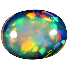 3.53 ct OVAL CABOCHON (14 X 10 mm) ETHIOPIAN 360 DEGREE FLASHING RAINBOW OPAL NATURAL LOOSE GEMSTONE