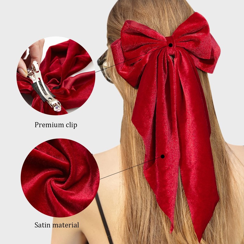 Exquisite Satin Bow Hair Accessory Velvet Large Hair Bow Long