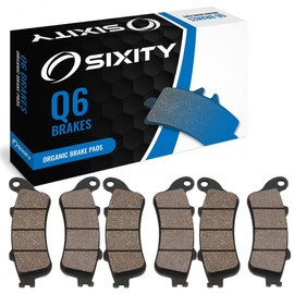 Sixity Q6 Front Rear Organic Brake Pads compatible with Honda VTX1800C C C1 C2 C3 2002-2008 Complete Set