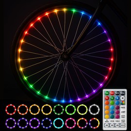 Bike Wheel Lights 2-Pack – LED Bicycle Wheel Lights with Remote Control, 17 Colors 7 Modes, 4 Timer Settings, Waterproof – Great Gift for Kids & Adults