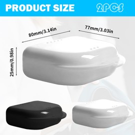 Pack of 2 Braces Box, Glitter Denture Box, Tooth Splint, Retainer Case, Dental Box Denture Box, Retainer Box, for Dentures, Braces, Mouth Guard (Black & White)